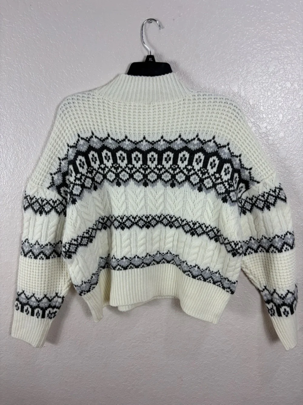 Adyson Parker,Size XL,Women’s Cream Nordic Cable Knit Sweater - Picture 7 of 14